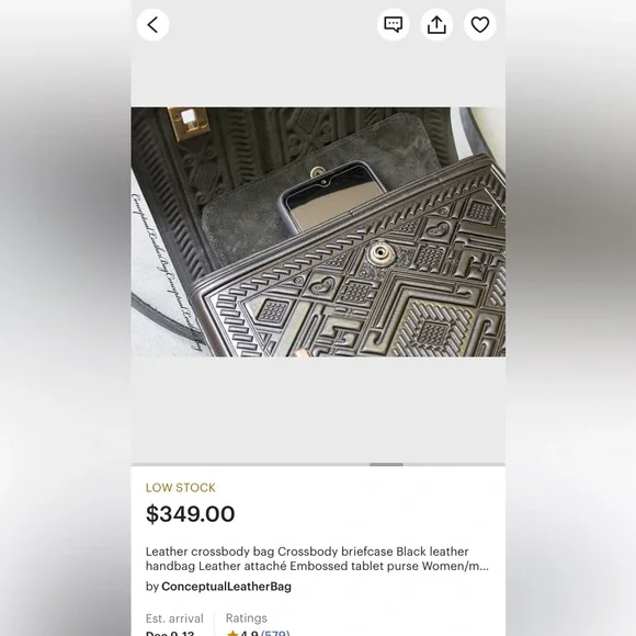 Leather crossbody briefcase purse - Picture 5 of 7